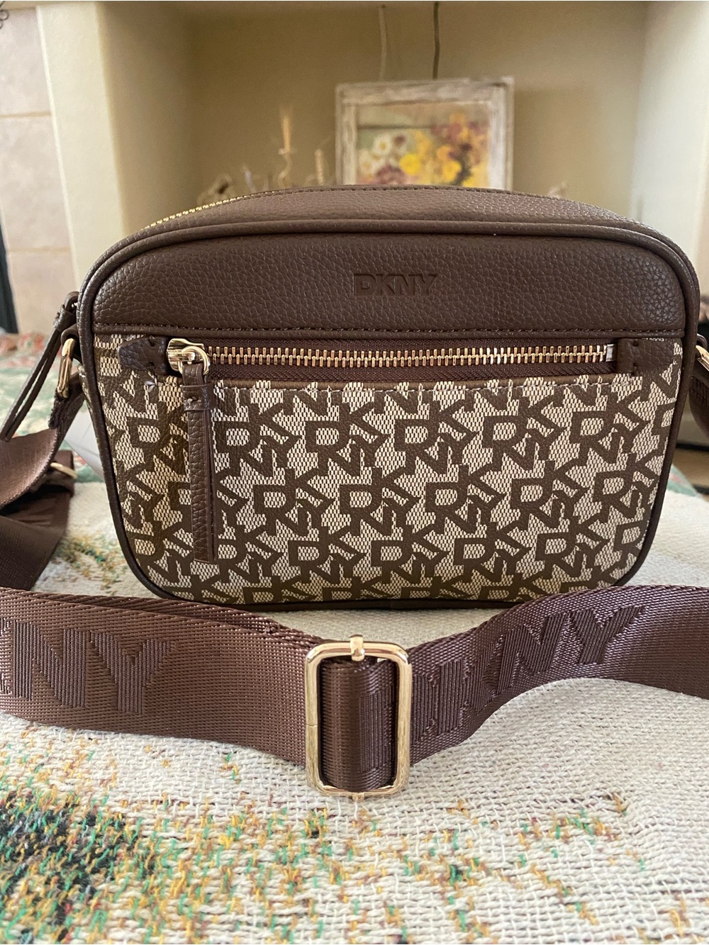 NWT! DKNY Brown Crossbody Sling Bag Brown Small